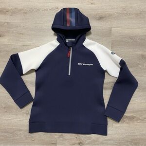 BMW Motorsport Hoodie Womans Small 1/4 Zip Reflective Neoprene Softshell